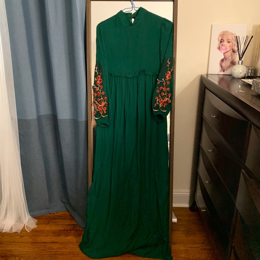 Turkish Dress with Floral Sleeves